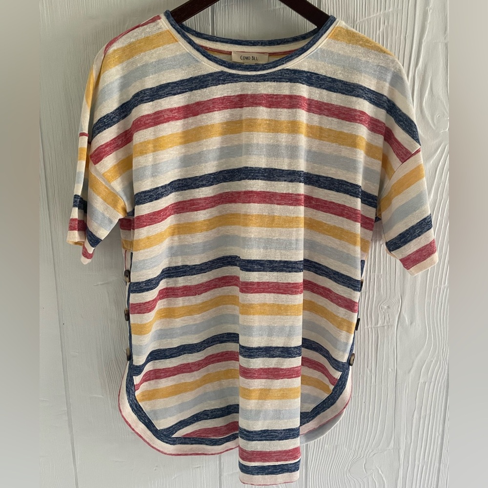 Como Blu Women’s Striped Short Sleeve Top Size Medium